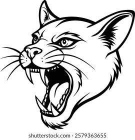 Vector illustration of Fox Head Roaring for Kids Coloring