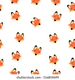 Vector illustration of fox head seamless pattern