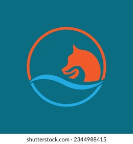 vector illustration of Fox icon design at blue background