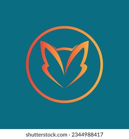 vector illustration of Fox icon design at blue background