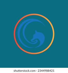 vector illustration of Fox icon design at blue background