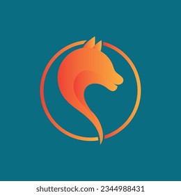 vector illustration of Fox icon design at blue background