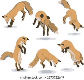 Vector illustration with a Fox. Image of a Fox in a jump