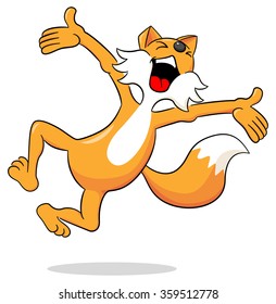 vector illustration of a fox jumping for joy