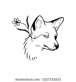vector illustration of fox with leaves concept