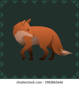 vector illustration of a fox on a green background