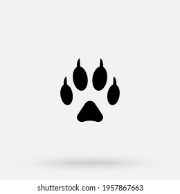 Vector illustration. Fox Paw Prints Logo. Black on White background. Animal paw print with claws.