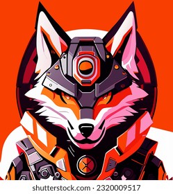 vector illustration of fox robot