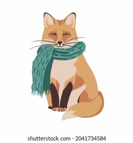 Vector illustration of a fox in a scarf