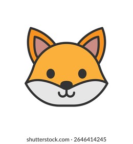 Vector illustration of a Fox in solid line style isolated in white background