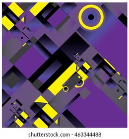 Vector illustration fractal block and circle. Material design template and background for poster and publication