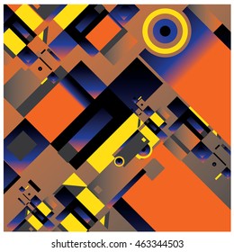 Vector illustration fractal block and circle. Material design template and background for poster and publication
