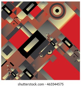 Vector illustration fractal block and circle. Material design template and background for poster and publication