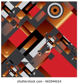 Vector illustration fractal block and circle. Material design template and background for poster and publication