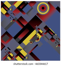 Vector illustration fractal block and circle. Material design template and background for poster and publication