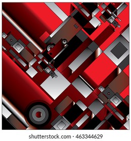 Vector illustration fractal block and circle. Material design template and background for poster and publication