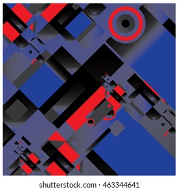 Vector illustration fractal block and circle. Material design template and background for poster and publication