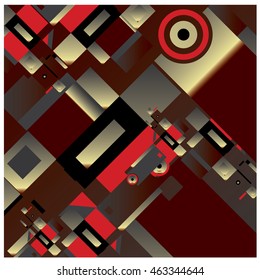 Vector illustration fractal block and circle. Material design template and background for poster and publication