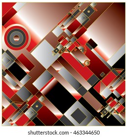 Vector illustration fractal block and circle. Material design template and background for poster and publication