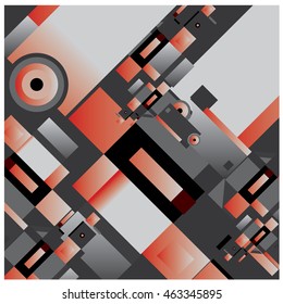 Vector illustration fractal block and circle. Material design template and background for poster and publication