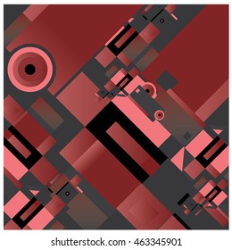 Vector illustration fractal block and circle. Material design template and background for poster and publication