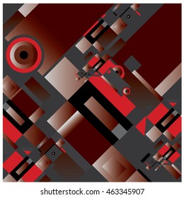 Vector illustration fractal block and circle. Material design template and background for poster and publication