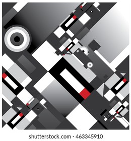 Vector illustration fractal block and circle. Material design template and background for poster and publication