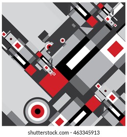 Vector illustration fractal block and circle. Material design template and background for poster and publication