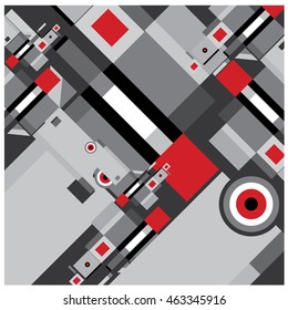 Vector illustration fractal block and circle. Material design template and background for poster and publication