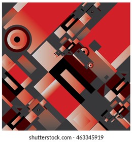 Vector illustration fractal block and circle. Material design template and background for poster and publication