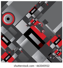 Vector illustration fractal block and circle. Material design template and background for poster and publication