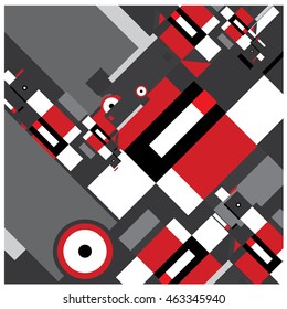 Vector illustration fractal block and circle. Material design template and background for poster and publication