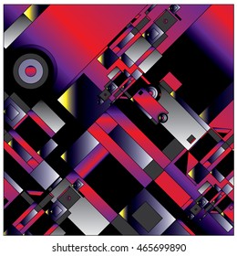 Vector illustration fractal block and circle. Material design template and background for poster and publication