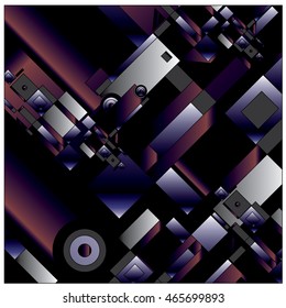 Vector illustration fractal block and circle. Material design template and background for poster and publication