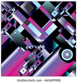 Vector illustration fractal block and circle. Material design template and background for poster and publication