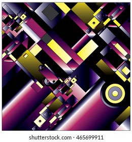 Vector illustration fractal block and circle. Material design template and background for poster and publication