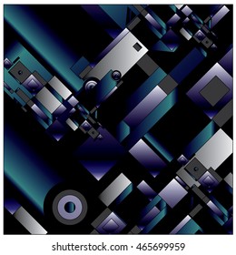Vector illustration fractal block and circle. Material design template and background for poster and publication