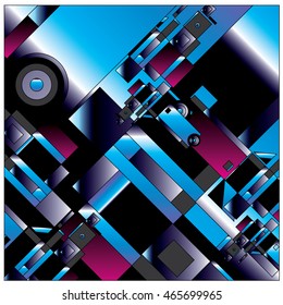 Vector illustration fractal block and circle. Material design template and background for poster and publication