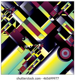 Vector illustration fractal block and circle. Material design template and background for poster and publication