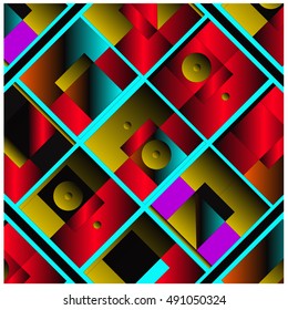 Vector illustration fractal block and circle. Material design template and background for poster and publication. Modern and memphis style