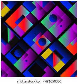 Vector illustration fractal block and circle. Material design template and background for poster and publication. Modern and memphis style