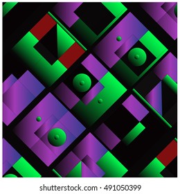 Vector illustration fractal block and circle. Material design template and background for poster and publication. Modern and memphis style