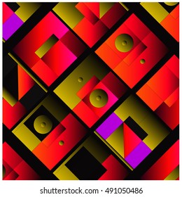 Vector illustration fractal block and circle. Material design template and background for poster and publication. Modern and memphis style