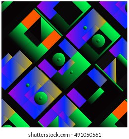 Vector illustration fractal block and circle. Material design template and background for poster and publication. Modern and memphis style