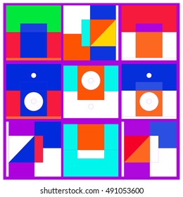 Vector illustration fractal block and circle. Material design template and background for poster and publication