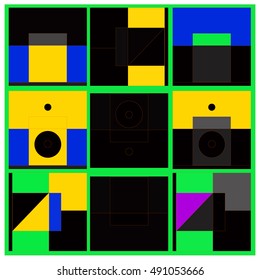 Vector illustration fractal block and circle. Material design template and background for poster and publication