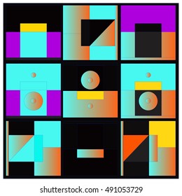 Vector illustration fractal block and circle. Material design template and background for poster and publication