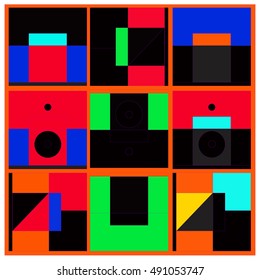 Vector illustration fractal block and circle. Material design template and background for poster and publication