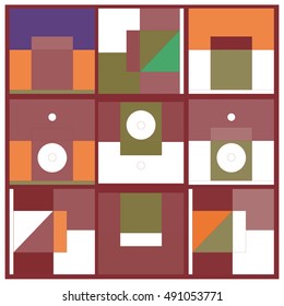 Vector illustration fractal block and circle. Material design template and background for poster and publication