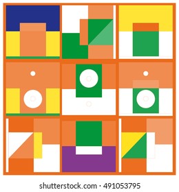Vector illustration fractal block and circle. Material design template and background for poster and publication